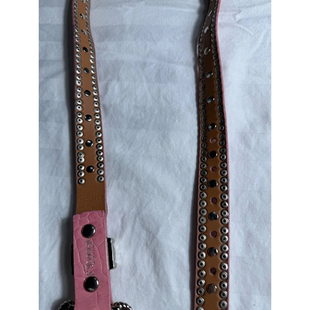 Nocona Pink Croc Embossed Leather Western Rhinestone Studded Scene Metal Goth